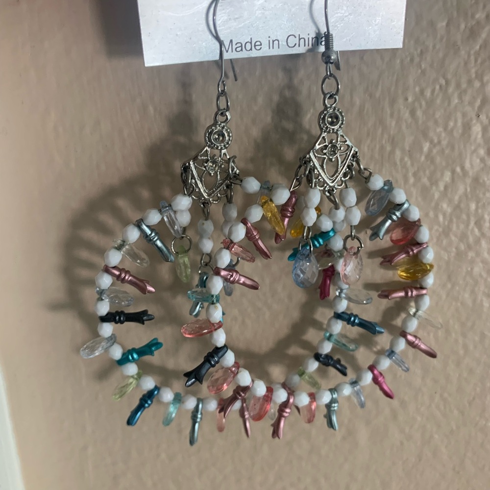 Colorful Beaded Hoop Earrings